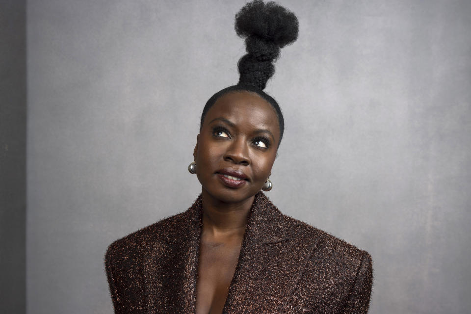 Cast member Danai Gurira poses for a portrait to promote the AMC television series "The Walking Dead: The Ones Who Live" during the Winter Television Critics Association Press Tour on Tuesday, Feb. 6, 2024, at The Langham Huntington Hotel in Pasadena, Calif. (Willy Sanjuan/Invision/AP)