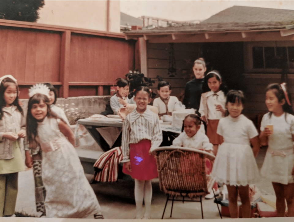 Yalda T Uhls and Kamala Harris at a performance during their childhood.