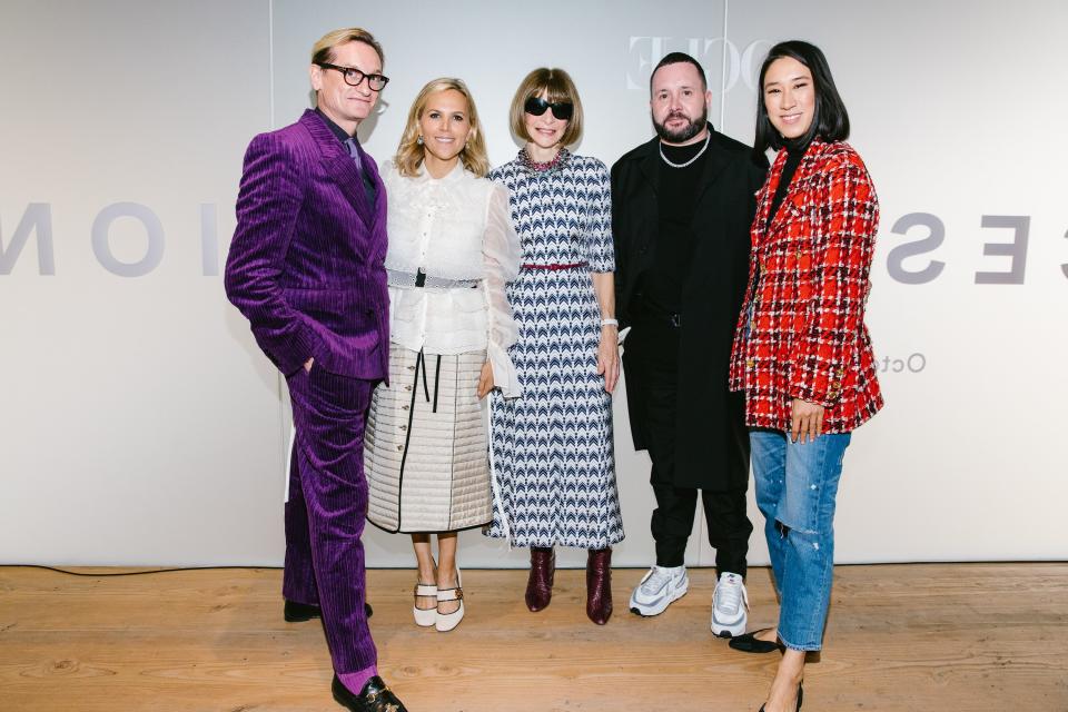 <h1 class="title">Hamish Bowles, Tory Burch, Anna Wintour, Kim Jones, and Eva Chen</h1><cite class="credit">Photographed by Corey Tenold</cite>