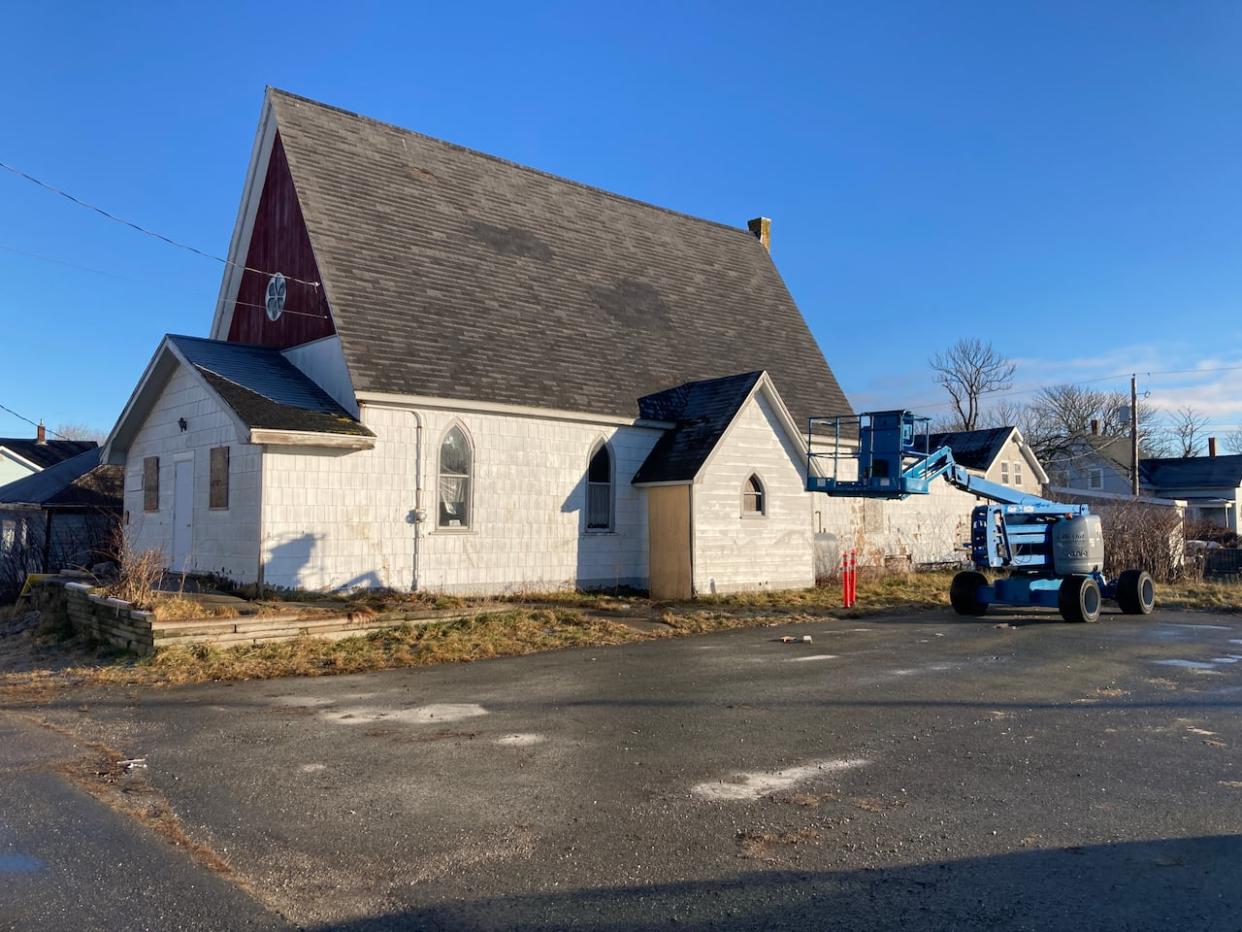 The former Rose of Sharon church in Yarmouth, N.S., as seen in this file photo from 2023. A volunteer board with connections to the church has come together in hopes of restoring the site. (Michael Gorman/CBC - image credit)