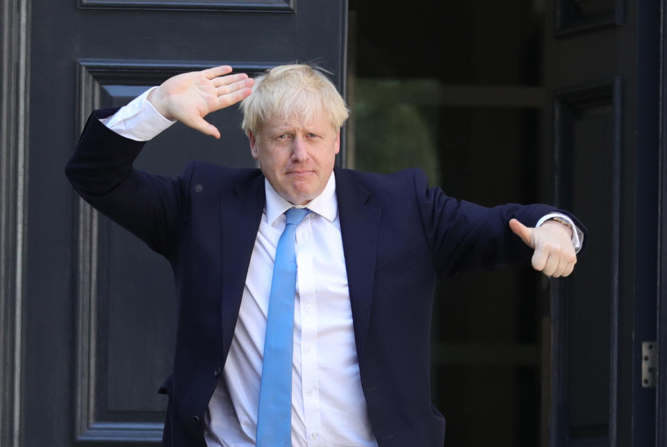 Newly elected leader of the Conservative party Boris Johnson arrives at Conservative party HQ in Westminster, London, after it was announced that he had won the leadership ballot and will become the next Prime Minister.