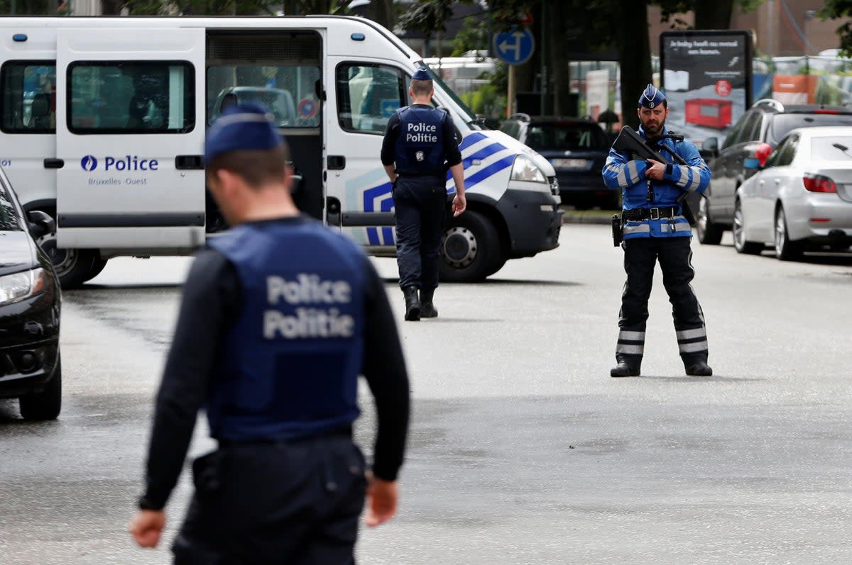 A file picture of Belgian police officers standing guard (REUTERS/Francois Lenoir)