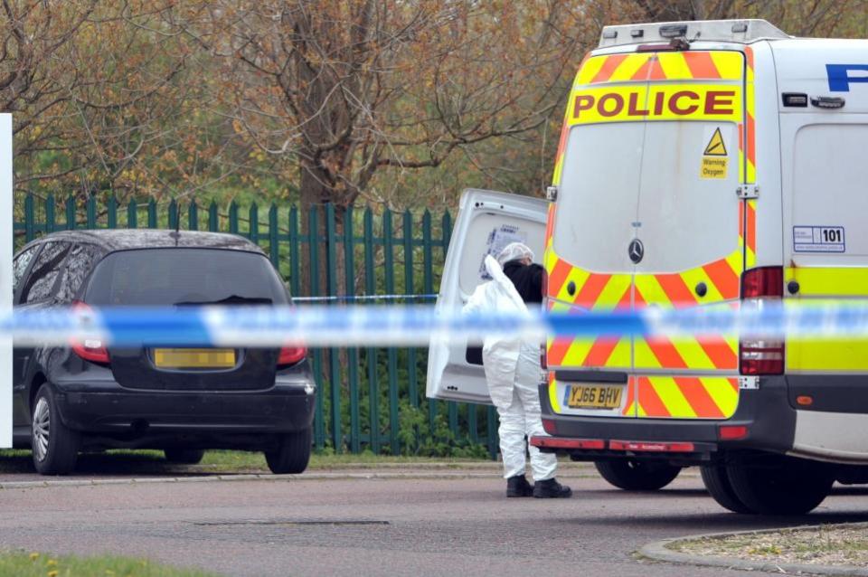Bradford Telegraph and Argus: A forensic officer at the scene in Shetland Close, BD2, Bradford on April 18