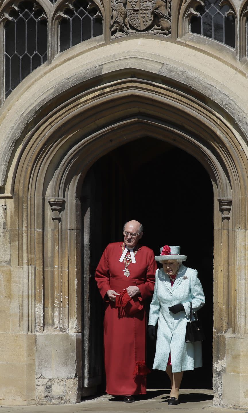 Queen Elizabeth leaves St. George's Chapel.