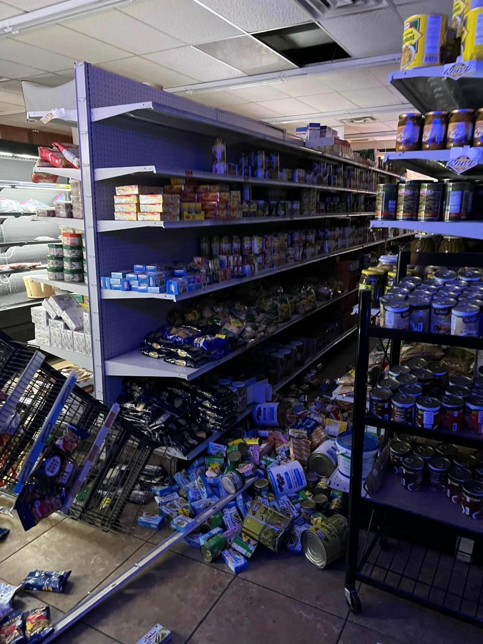 Pictured is the aftermath of a vandalism at Neighborhood Market, in eastern Sioux Falls.