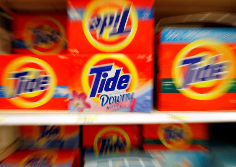 FILE PHOTO: Boxes of Tide detergent, a Procter & Gamble product, sit on a shelf at a store in Alexandria
