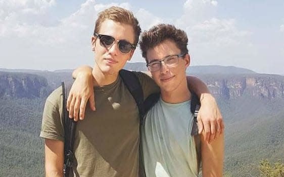 Hugo Palmer, left, and Erwan Ferrieux, both 20, went missing from Shelly Beach, Port Macquarie - instagram