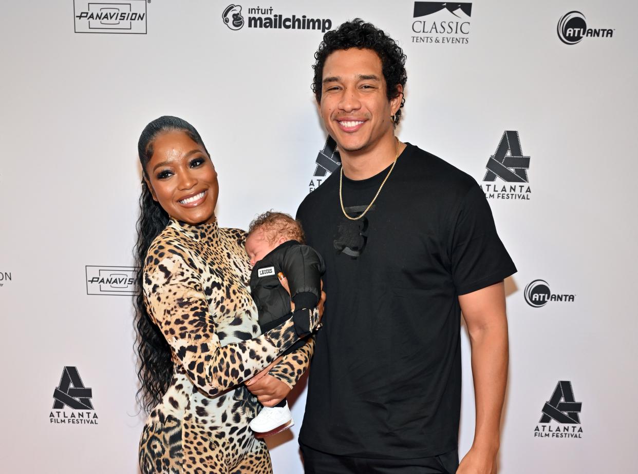 ATLANTA, GEORGIA - APRIL 29: (L-R) Keke Palmer, Leo Jackson, and Darius Jackson attend the 