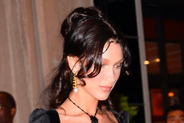 Bella Hadid Gives Lingerie the Night-Out Treatment in Stiletto Heart Cutout  Sandals for Met Gala 2022 After-Party