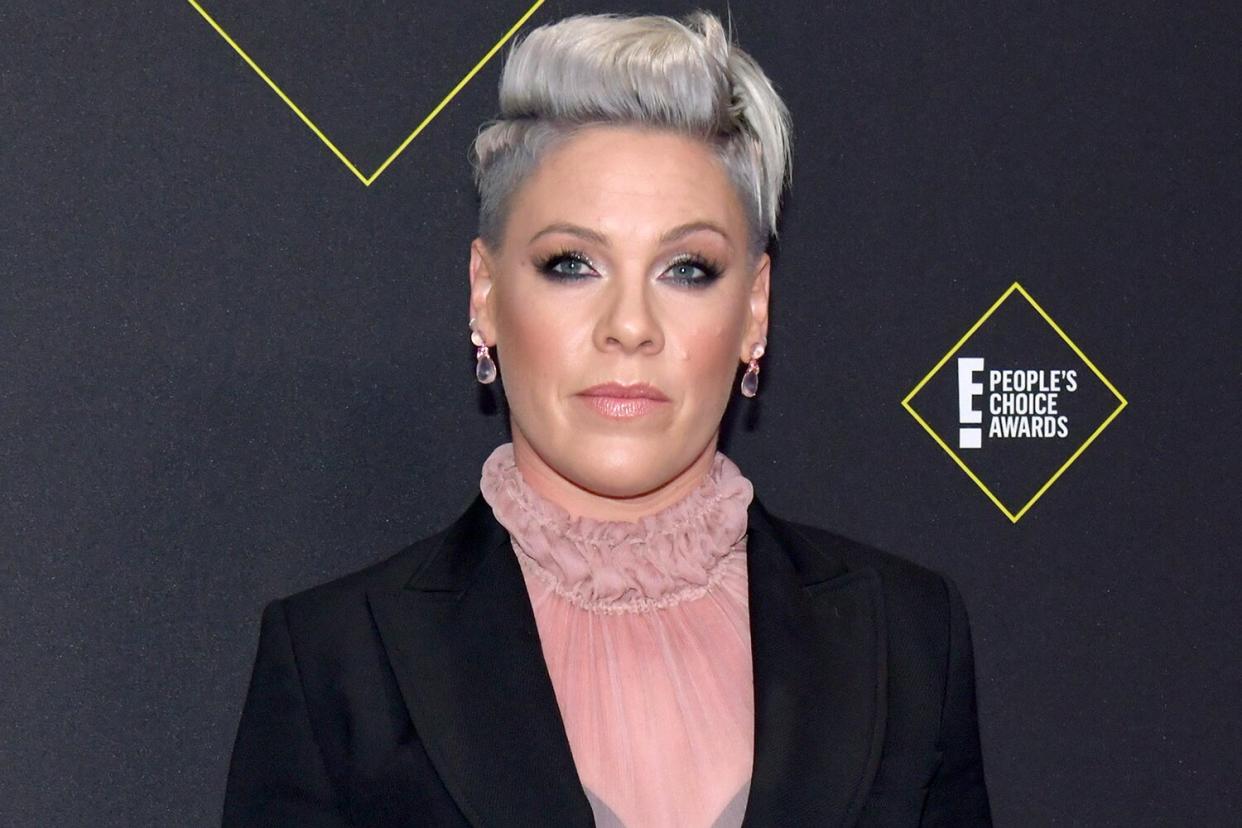 P!nk attends the 2019 E! People's Choice Awards at Barker Hangar on November 10, 2019 in Santa Monica, California.