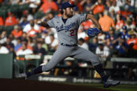 Los Angeles Dodgers starting pitcher Trevor Bauer delivers during the first inning of a baseball game against the Houston Astros, Wednesday, May 26, 2021, in Houston. (AP Photo/Eric Christian Smith)
