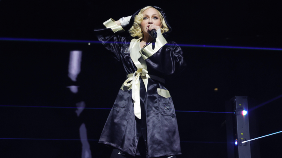 <em>Madonna performs during The Celebration Tour at The O2 Arena on Oct. 15, 2023 in London, England. (Photo by Kevin Mazur/WireImage for Live Nation)</em>