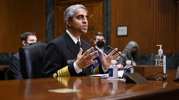 PHOTO: Surgeon General Vivek Murthy testifies before the Senate Finance Committee on youth mental health on Capitol Hill, Feb. 8, 2022. (Mandel Ngan/AFP via Getty Images)