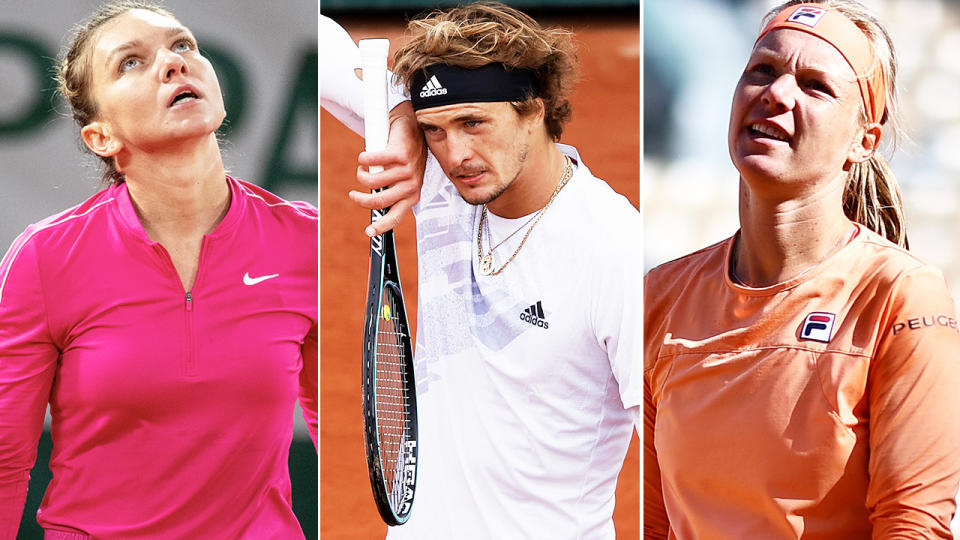 Simona Halep, Alexander Zverev and Kiki Bertens, pictured here in action at the French Open.