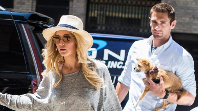 It's safe to say Jennifer Lawrence's bodyguard is <em> very</em> easy on the eyes. Although the <em>Hunger Games</em> star showed off her legs in a pair of super-short denim shorts in New York City on Wednesday, it's actually her genetically blessed bodyguard that stole the show for being, well ... <em>hot</em>. Check him out managing to look even more adorable carrying J. Law's beloved dog, Pippi. Splash News <strong>PHOTOS: Hollywood's Sexiest Shirtless Men</strong> And just in case you think that's just him on a good day, check him out in NYC on Thursday, looking like he stepped straight out of a cologne ad. Splash News Not surprisingly, the Internet has already noticed. Jennifer Lawrence's bodyguard has me all like "Jennifer who?" pic.twitter.com/FCHuw73tl5— jason (@garmonbozia) June 11, 2015 Can we talk about Jennifer Lawrence's bodyguard because...DAYUM. #JenniferLawrence #mybodyguard #MyBodyIsReady pic.twitter.com/SjLy0WDqm9— AwardsWatch (@awards_watch) May 20, 2015 Jennifer Lawrence and her (ridiculously hot) bodyguard pic.twitter.com/8f84j94h8L— Hannah Ayonon (@hannahbanaana) February 23, 2015 This actually isn't the first time the 24-year-old actress has turned heads with a swoon-worthy bodyguard. In December, plenty of people took notice of Justin Riblet, when he was snapped by paparazzi escorting her through LAX. Justin Riblet! Yasss! #yesgawd #JenniferLawrence #sexybodyguard @Beyonce needs him to replace ole Julius #noshade pic.twitter.com/3rZijtERNu— Miss Anjela (@missannji) December 22, 2014 Well here's one sure way for celebs to take some of the constant attention off of them -- hire a hot bodyguard! <strong>WATCH: Jennifer Lawrence Has Terrible Taste In Men</strong> Check out J. Law in the epic first trailer for <em>The Hunger Games: Mockingjay - Part 2</em> below: