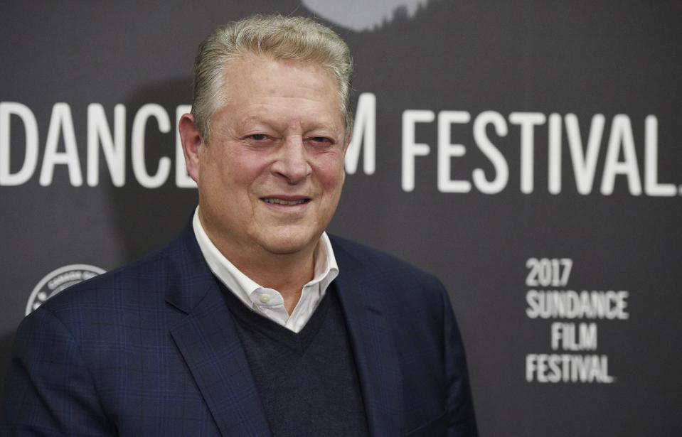 Former U.S. Vice President Al Gore poses at the premiere of the film "An Inconvenient Sequel: Truth to Power" at the Eccles Theater during the 2017 Sundance Film Festival on Thursday, Jan. 19, 2017, in Park City, Utah. (Photo by Chris Pizzello/Invision/AP)