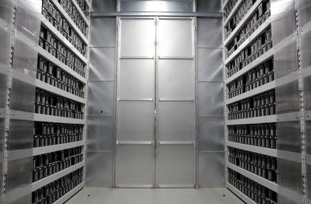 FILE PHOTO: The interior of Chinese bitcoin mining company Bitmain's mining farm is pictured near Keflavik, Iceland, June 4, 2016. REUTERS/Jemima Kelly/File Photo