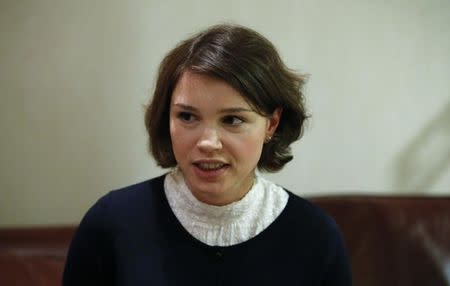 Zhanna Nemtsova, daughter of slain opposition leader Boris Nemtsov, speaks during an interview with Reuters in Berlin, Germany, November 25, 2015. REUTERS/Fabrizio Bensch