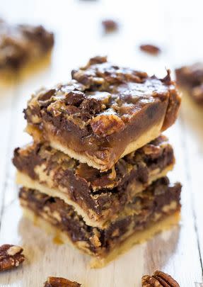 Salted Caramel And Chocolate Pecan Pie Bars