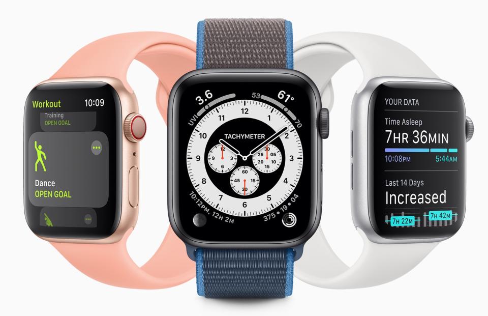 WatchOS7 includes a slew of additional features including new fitness tracking options and hand-washing detection. (Image: Apple)