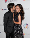 <p>Stamos and McHugh have been openly affectionate many times before. Days after announcing their engagement, they couldn’t keep their hands (or lips) off each other at an October benefit dinner that mothers2mothers and the Elizabeth Taylor AIDS Foundation hosted in Beverly Hills. (Photo: Tibrina Hobson/Getty Images) </p>