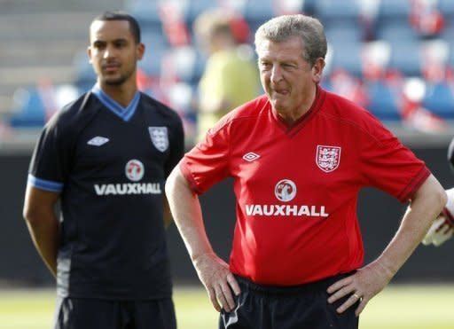 England manager Roy Hodgson (right) supervises a training session in Oslo on May 25. Hodgson has repeatedly emphasised that he needs time to put his imprint on the squad after being "parachuted" into the demanding job