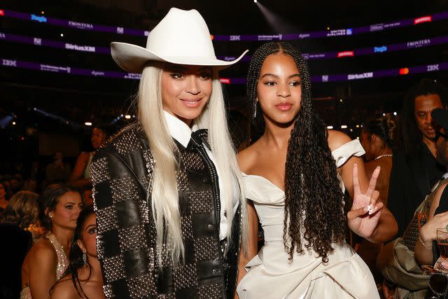 <p>Francis Specker/CBS via Getty </p> Beyoncé and daughter Blue Ivy at the Grammy Awards on Feb. 4, 2024.