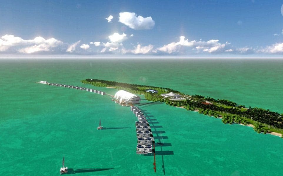 An artist's impression of the facilities on Blackadore Caye, Leonardo diCaprio's eco-resort - McLennan Design