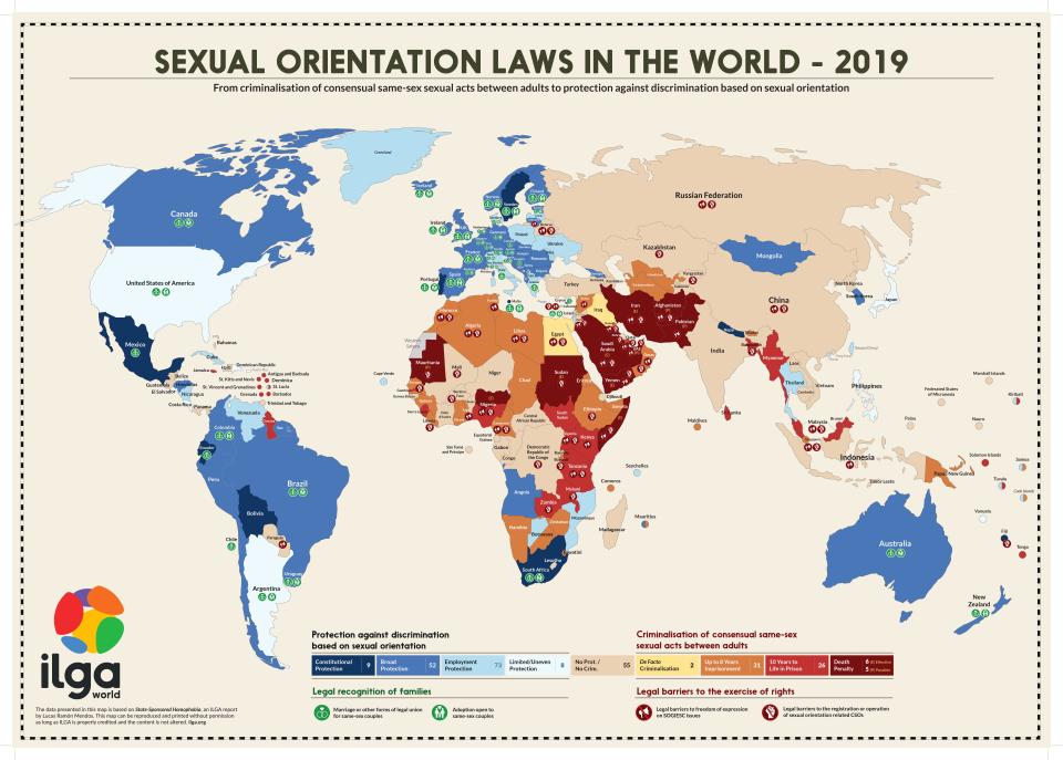 Homosexuelle werden in zahlreichen Staaten unterdrückt. (Bild: ILGA)