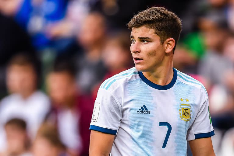 Julián Álvarez con la camiseta de la selección argentina durante el Mundial Sub 20 de 2019