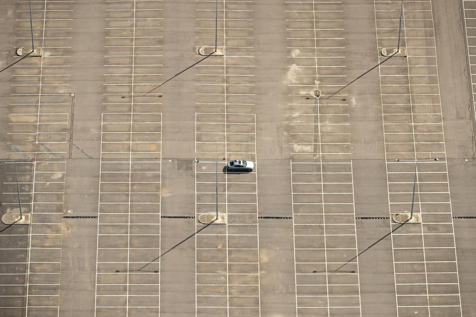  An aerial view of long term car park at Melbourne Airport during COVID-19 lockdown. 