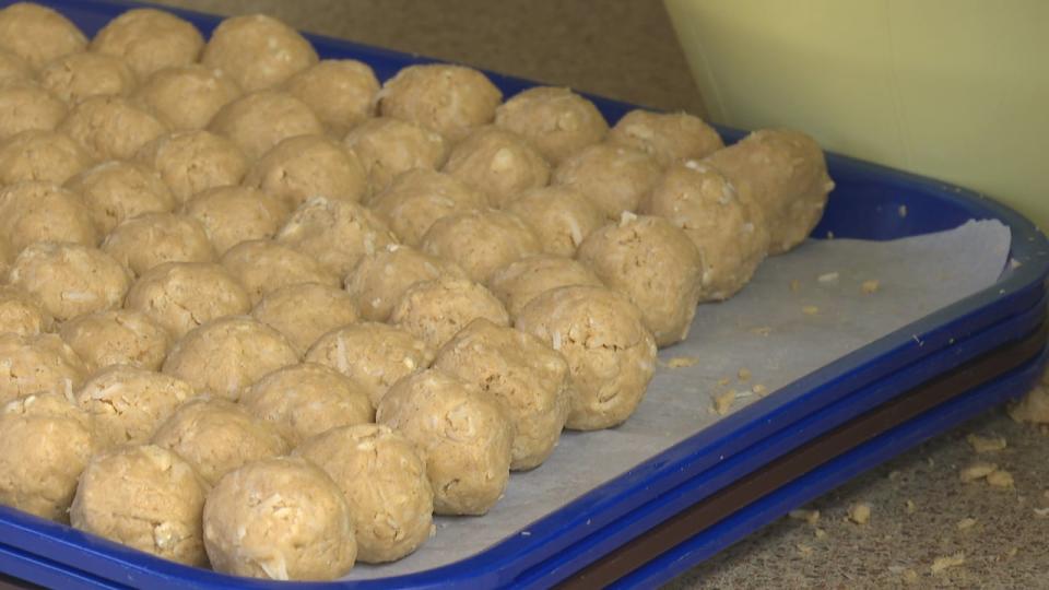 Last week Sarah McDonald was busy making peanut butter balls.