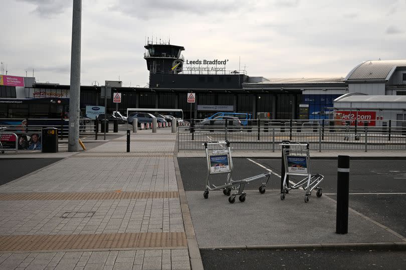 Leeds Bradford airport was this afternoon shut down as workers frantically tried to repair a damaged runway