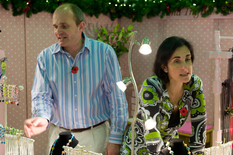 Charles Ingram selling jewellery with his wife Diana in 2011. (SWNS)