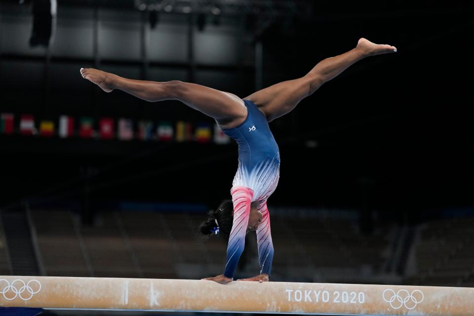 Simone Biles produced a stunning routine to take bronze (AP)