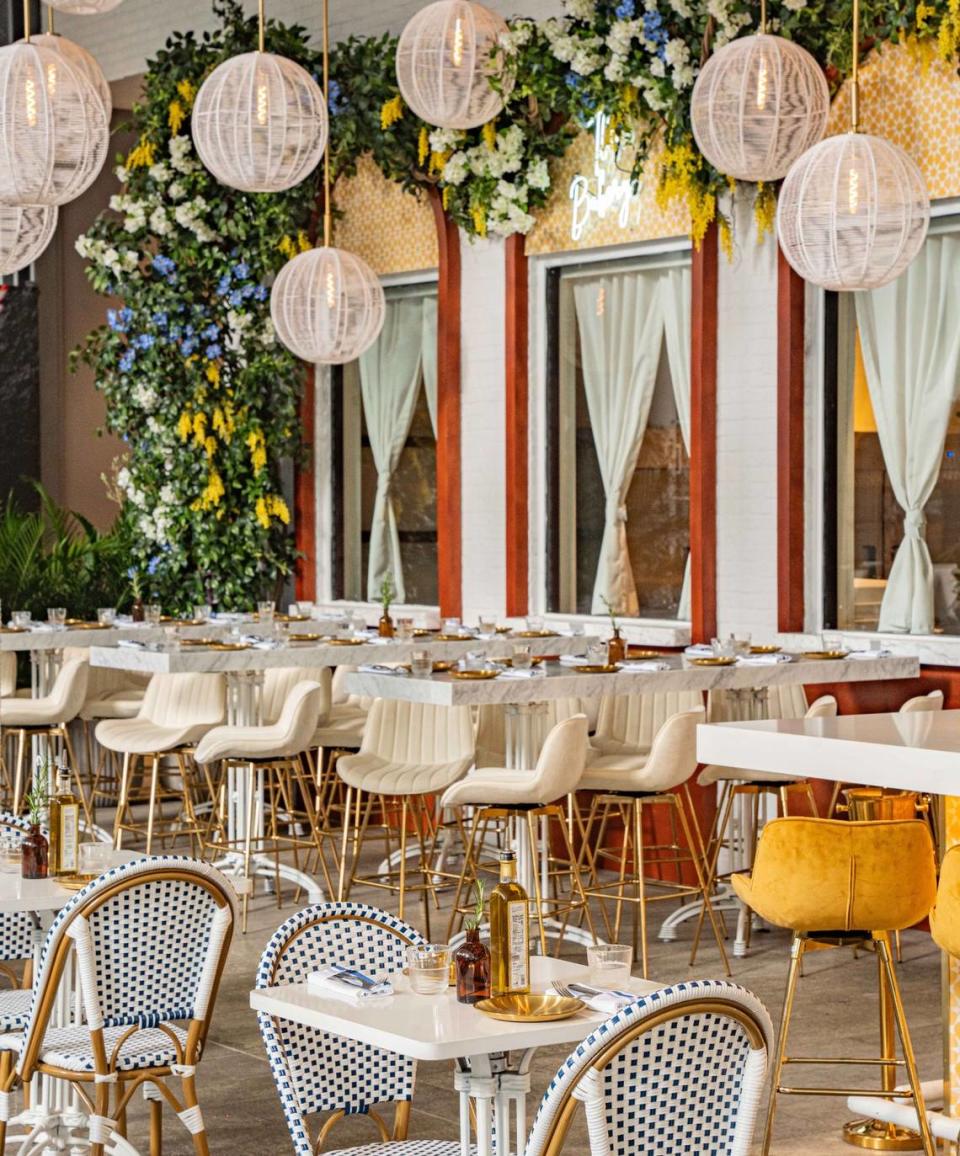The outdoor patio at the newest Motek Israeli Mediterranean restaurant at Brickell City Centre.