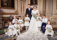 <p>In <a rel="nofollow noopener" href="https://www.townandcountrymag.com/society/tradition/g23760972/princess-eugenie-jack-brooksbank-prince-george-princess-charlotte-official-wedding-portraits/" target="_blank" data-ylk="slk:an official portrait taken just;elm:context_link;itc:0;sec:content-canvas" class="link ">an official portrait taken just</a> after Eugenie's wedding, Prince George gives a big smile while seated with the rest of the page boys and bridesmaids. </p>