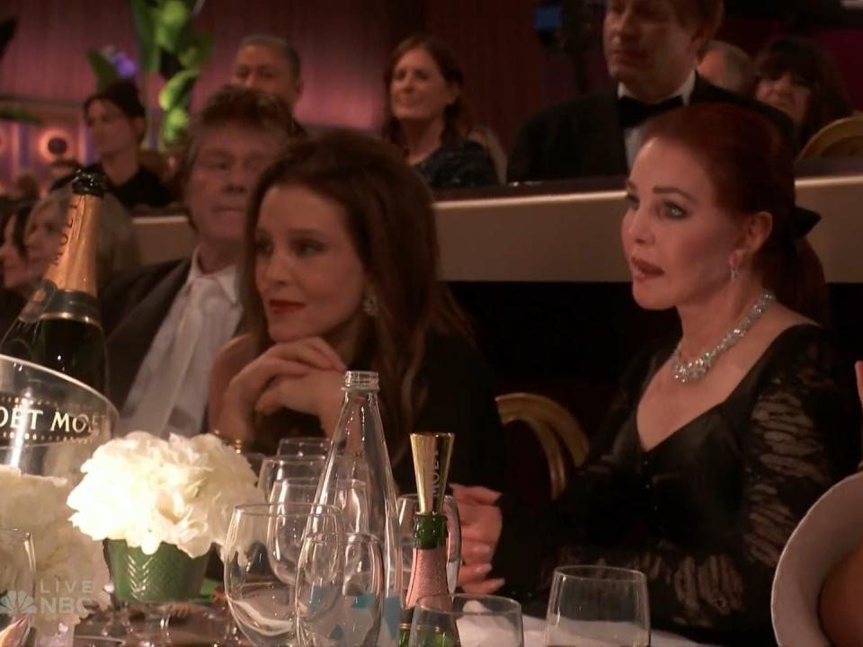 Lisa Marie Presley and Priscilla Presley at the 2023 Golden Globes on January 10, 2023.