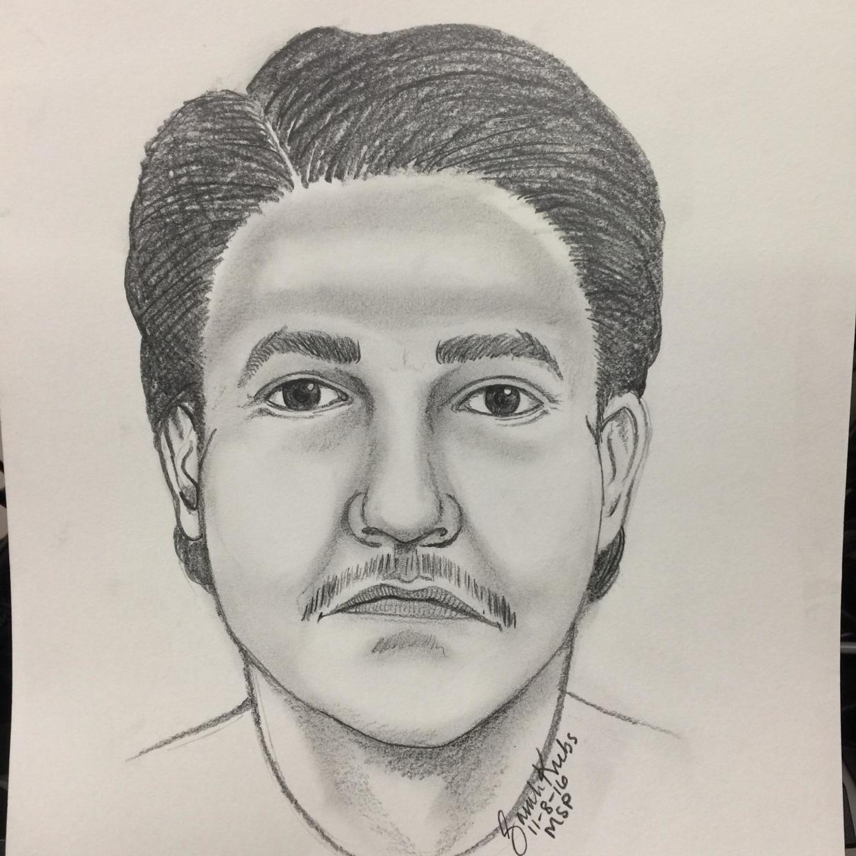 A sketch of the victim from a witness interview.  / Credit: National Missing and Unidentified Persons System