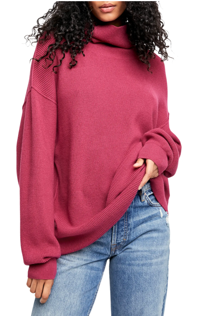 Free People Softly Structured Knit Tunic in Berry Crush