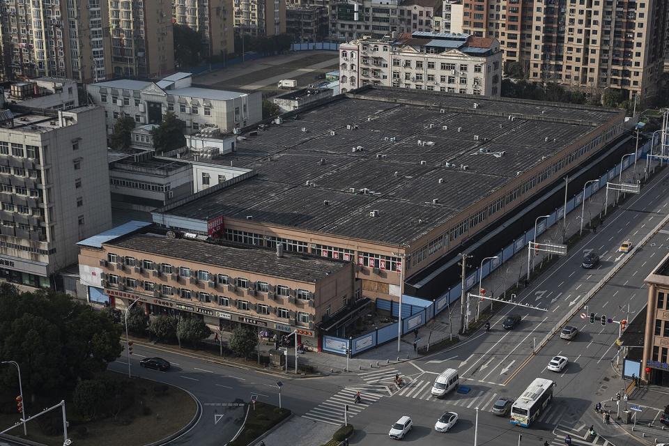The view of Huanan seafood market on February 9, 2021 in Wuhan, Hubei Province, China