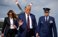 U.S. President Trump departs Washington on campaign travel to Ohio at Joint Base Andrews in Maryland