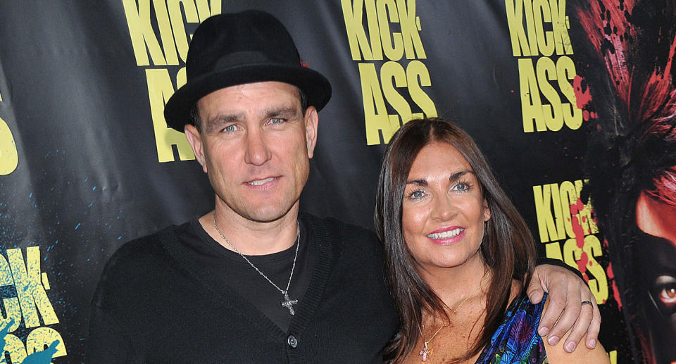 Vinnie Jones and wife Tanya arrive at the premiere of "Kick-Ass" held at the ArcLight Theater in Hollywood. (Photo by Frank Trapper/Corbis via Getty Images)