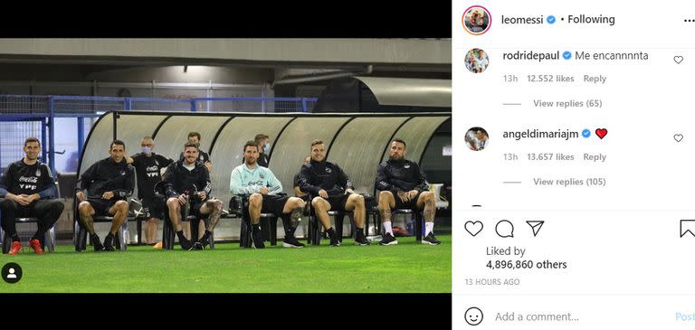 La publicación de Messi que se llenó de comentarios de sus compañeros