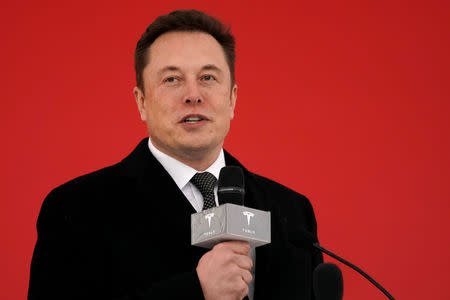 Tesla CEO Elon Musk attends the Tesla Shanghai Gigafactory groundbreaking ceremony in Shanghai, China January 7, 2019. REUTERS/Aly Song