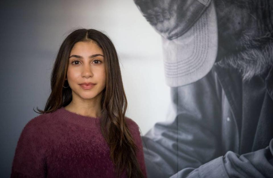 Isabella Ferreira, who portrays Lauren in the movie “No Address” based in Sacramento, is photographed Friday, March 24, 2023, in the film’s offices on Del Paso Boulevard.