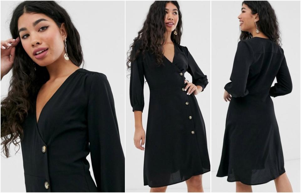 Brave Soul ahana wrap dress with button through detail