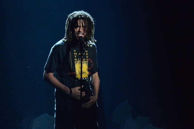 J. Cole performs at the BET Awards in 2018. File Photo by Jim Ruymen/UPI