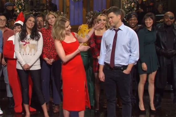 Scarlett Johansson et Colin Jost dans "Saturday Night Live" le 14 décembre 2019