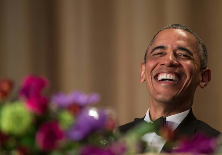 US President Barack Obama poked fun at himself, the Democratic and Republican presidential candidates and reporters during the 102nd White House Correspondents' Association Dinner